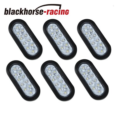 6pcs 6'' Oval Clear/White 10 LED Reverse Back Up Light Flush Mount Trailer Truck