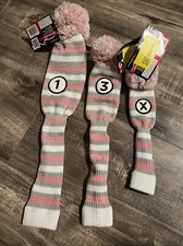 Set of 3, MAXFLI Knit Head Cover W/ Pom. Driver 1 , Fairway 3 , Hybrid X .