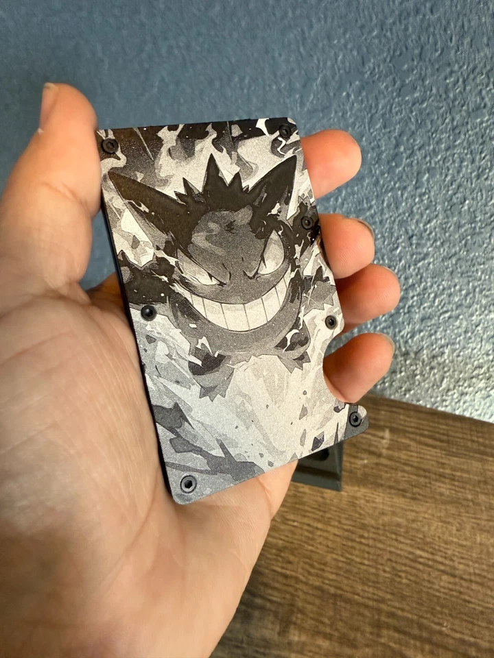 Cartera Gengar Personalizada Grabada RFID EDC Delgada Metal Aluminio Foto 4 de 4