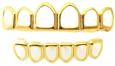 Custom Fit Open Face 14K Gold Plated Mouth Teeth Grills Grillz Set Mold at Home