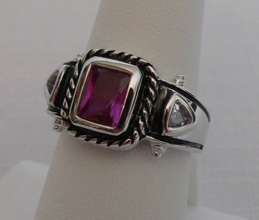 Anillo Park Lane "DEVON" púrpura y transparente genuino circonita cúbica ¡Bonito!  TALLA 7  Foto 4 de 4