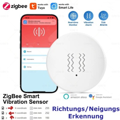 Zigbee Vibrationssensor Neigung Erschütterungssensor Tuya Smart Life IoBroker