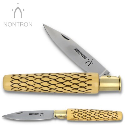 Nontron Grand-Duc Plumes - Frankreich 12cm - Buchs - Virole - Klinge Carbonstahl