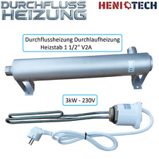 ✅ Solarheizung Durchflussheizung Notheizung V2A Heizstab 230V  2kW , 3kW - 6/4"