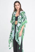 Anthropologie Women's Abstract Print Resort Beach Cover Up Kimono Cardigan