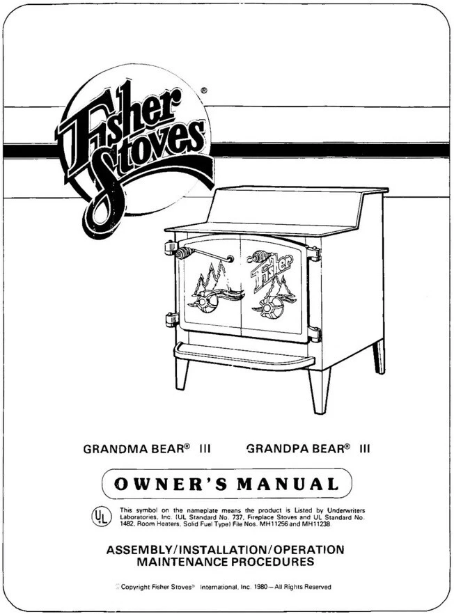 Fisher Stoves Grandma Bear III u0026amp; Grandpa Bear III Owner Manual u0026amp;  Maintenance Pro | eBay