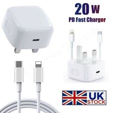 For iPhone 14 13 12 11 Pro Max X Fast 20W USB-C PD Plug Charger Adapter Cable