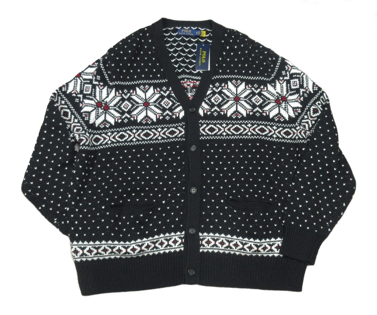 Polo Ralph Lauren Big Tall Black Fair Isle Cotton Cashmere
