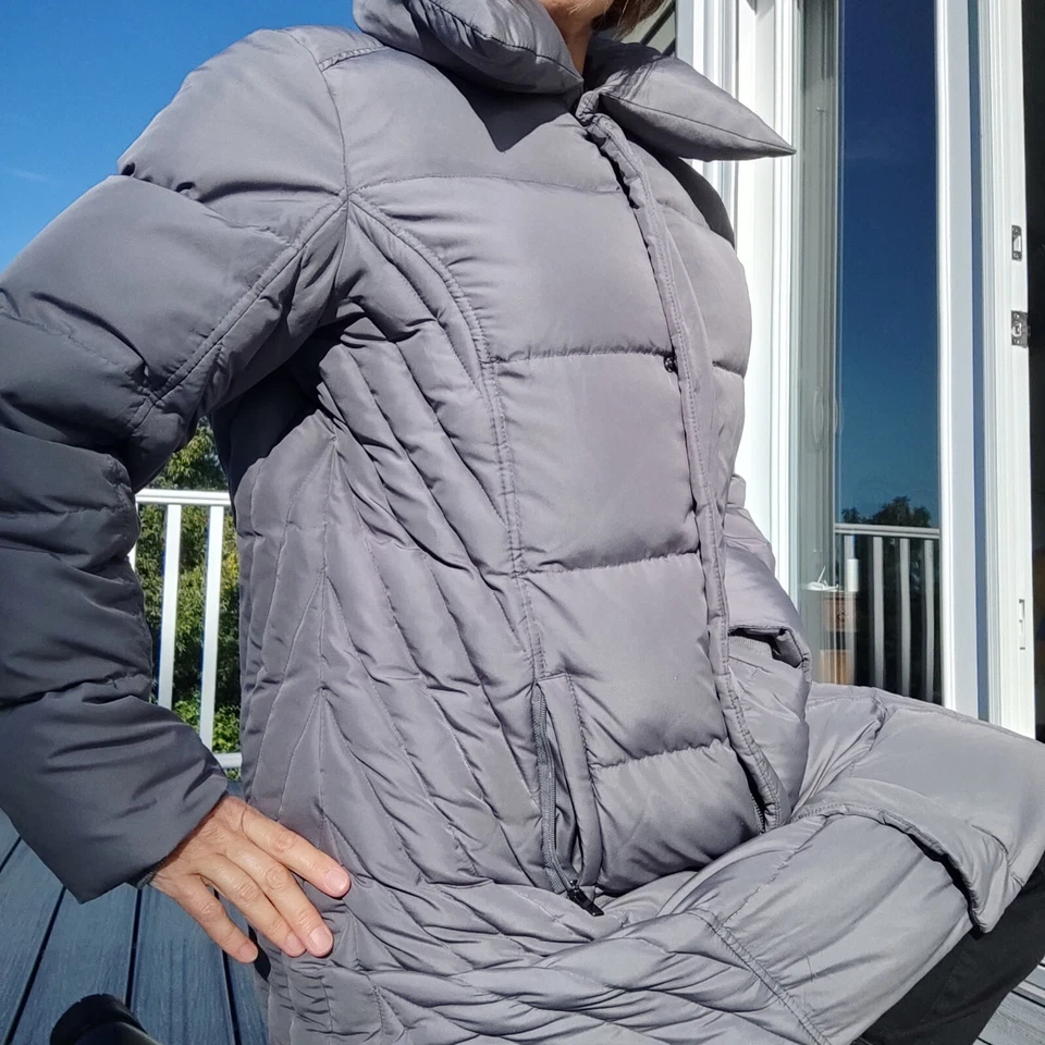 🤍🎄Women's Size XL Goose Down Puffer Quilted Coat Jacket Grey Warm Worthington - Image 2 of 4