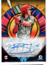 2019 Bowman Chrome Draft Class of '19 Autograph Gold Refractor Bryson Stott /50