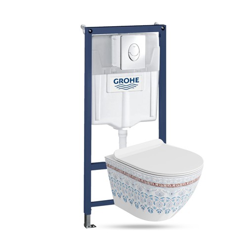 GROHE Vorwandelement Solido + Wand WC Sofi Slim Folklor + Knopf Set - Bild 20 von 29