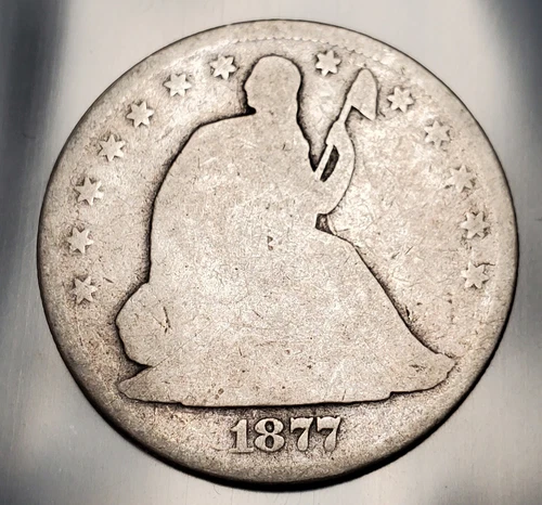 1877 P Seated Liberty Silver Half Dollar Us Coin Ag