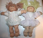2 VTG 1985 Cabbage Patch Kids Dolls Blonde cloths blue green eyes 1980s dimple
