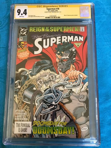 Superman #78 Regular Edition - DC - CGC SS 9.4 NM - Signed by Brett Breeding