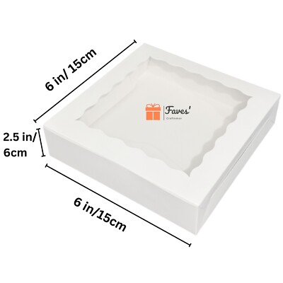 6 Zoll Keksdosen mit Fenster 6 x 6 x 2,5 Zoll weiß Party Leckerli Box Hochzeit Weihnachten