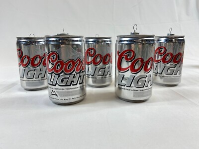 Coors Light Beer Can Ornaments Set of 5 Silver Handmade Christmas Tree Decor