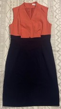 Calvin Klein - Peach & Blue Dress Cute Professional Holiday Sleeveless Knee...