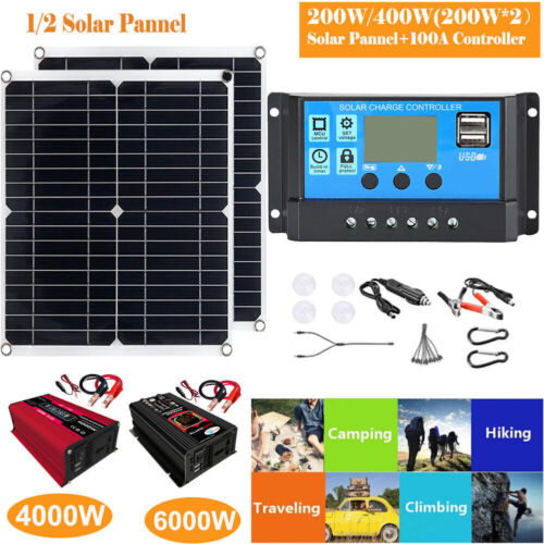 6000W/4000W Power Inverter+400W Two Solar Panel 100A Battery Charger Controller