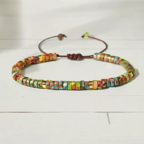 Coloridas cuentas de jaspe imperial pulsera calmante curativa regalo de Navidad para mujeres hombres - Imagen 3 de 5