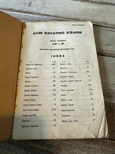 CAT CATERPILLAR 623B ELEVATING SCRAPER PARTS BOOK MANUAL S/N 61E1-UP Guide List - Picture 2 of 6