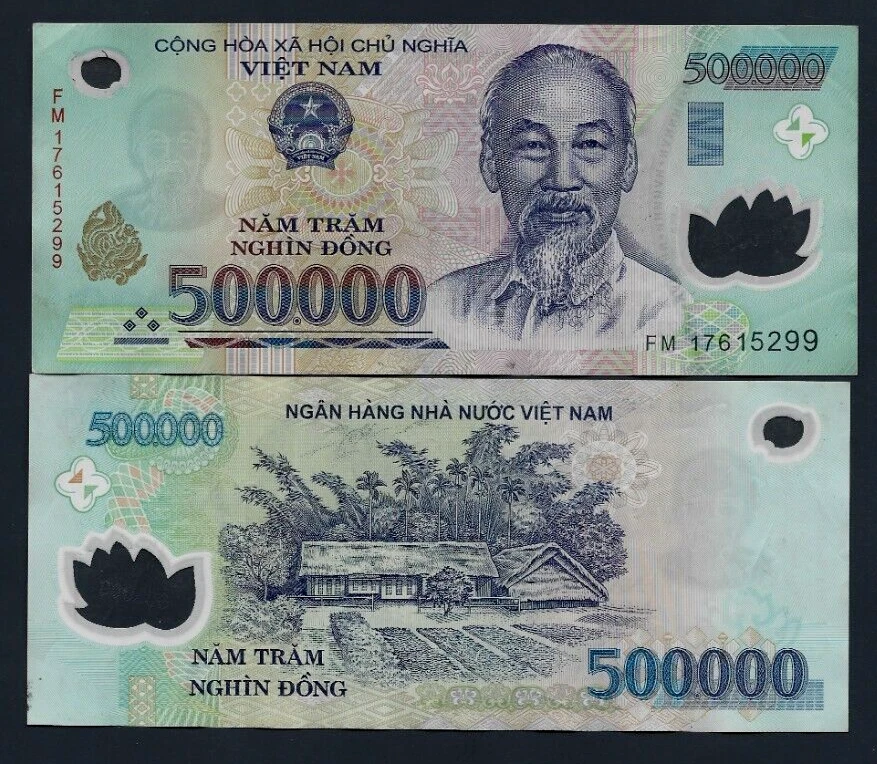 DONG VIETNAMITA 1,5 millones 3 x 500000 Billetes Vietnam Moneda Lote CERTIFICADO Foto 3 de 4