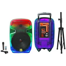 MR DJ PL12FLAME 12" Portable Translucent Bluetooth Speaker + Speaker Stand