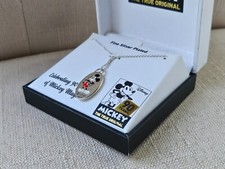 Disney Mickey Mouse Necklace Fine Silver Plated Celebrating 90 Years New 60