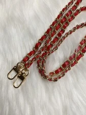 Bag Chain Strap Replacement Crossbody Handbag Purse DIY 48” Gold Red Leather