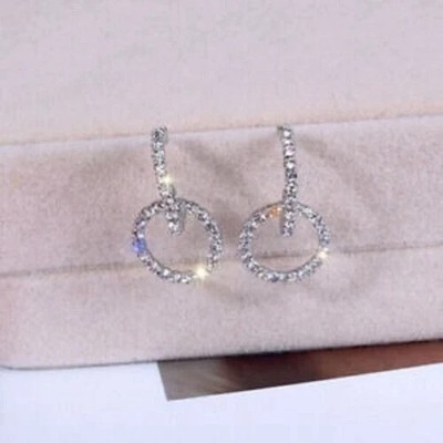 2Ct Round Cut Simulated Diamond Drop Dangle Earrings In 14K White Gold Plated