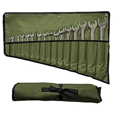16 Pockets Wrench Roll up Pouch, Wrench Roll Organizer and Tool Storage, Rolled