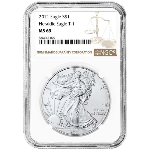 2021 $1 1-oz T1 American Silver Eagle NGC MS69 Brown Label