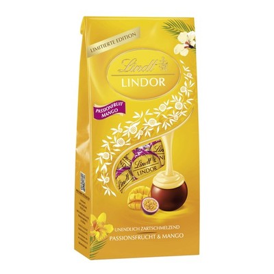 Lindt Lindor Mango Passionsfrucht Vollmilch-Schokolade Beutel 137g