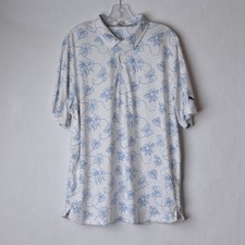 Puma Polo Shirt Mens Large White Floral All Over Print Bee Golf Performance Logo