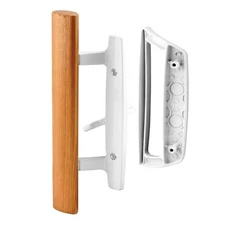 Mortise Style Reversible Sliding Patio Door Handle Set With Oak Wood Interior Ha