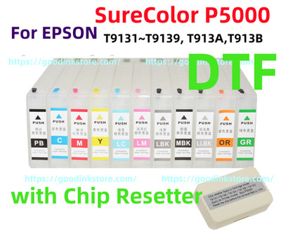 11 Empty Refillable Ink Cartridge SureColor SC P5000 T913  w/ chip resetter DTF