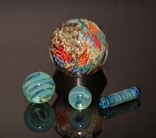 Deep Ocean Glass Marble Set  4-Piece Handblown Borosilicate Collection