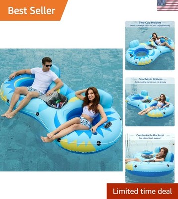 Luxury Inflatable River Tube Float for 2 Adults - Heavy Duty with Cooler