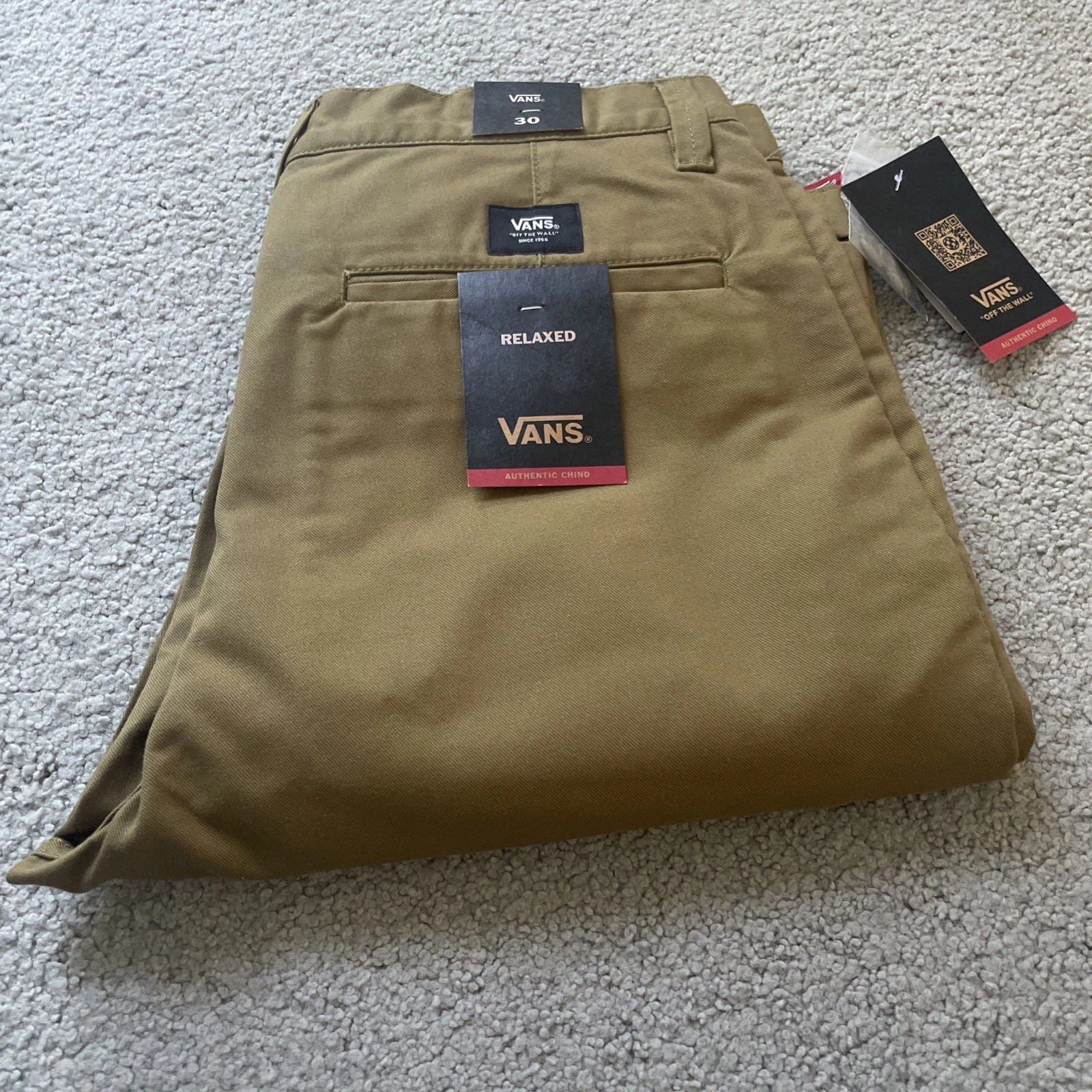 PANTALONE VANS AUTENTICO CHINOS oliva CACHI UOMO TAGLIA 30x32 True Size 32x32