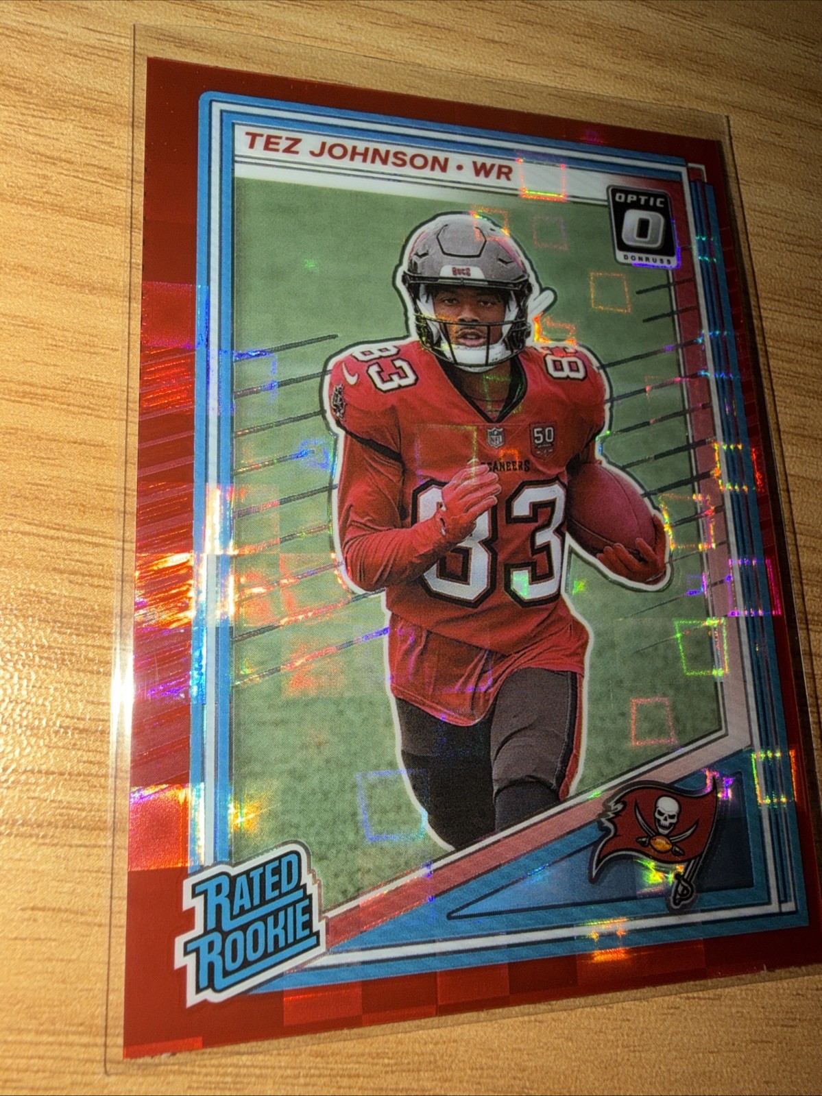 2025 Panini Donruss - Tez Johnson #313 (RC) Optic Preview Red Pandora Buccaneers
