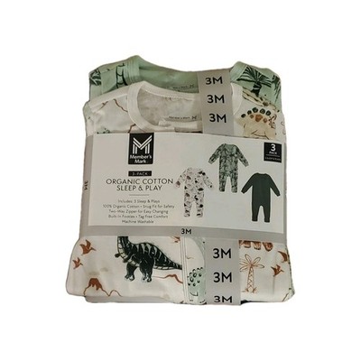 Member's Mark Baby 3-Pack Organic Cotton Soft Sleep And Play Nature Design Newb
