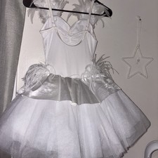 Weissman Dance Costum, Feather Trim Tutu Dress adult xs/child xl