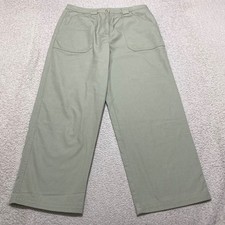 Talbots Womens sz 12 Pants Solid Beige Wide Leg High Rise Ankle Pockets