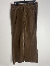 Nili Lotan Pants Womens Size 6 Brown Corduroy Wide Leg 5 Pocket Zip Cotton Blend