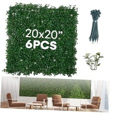 Artificial Boxwood Hedge Panels - Grass Wall Backdrop Pack of 6 (Light Green)