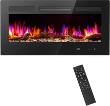 36″ Electric Fireplace Insert 1500W Wall Mount Recessed Heater w/ Remote