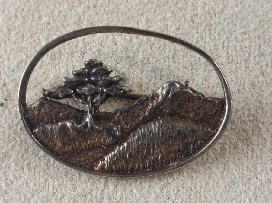 BROCHE ANCIENNE ARGENT massif et porcelaine de Delf 3,5 cm de diamètre EUR 29,00 - PicClick FR