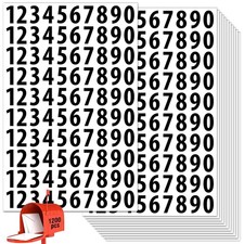 1200 PCS Number Stickers, 1" Waterproof Mailbox Number Label, Consecutive Number
