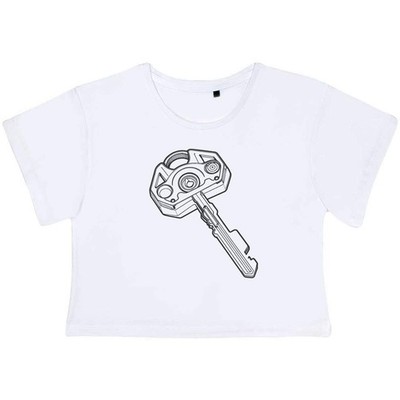 'Mechanical Key' Women's Cotton Crop Tops (CO060308)