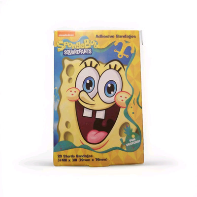 NEW SpongeBob Squarepants 20 Sterile Adhesive Bandages Nickelodeon Cartoon 