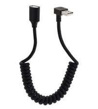 90 Degree USB 2.0 Male To Female Coiled Sync Charger Cable 1.3 To 3.23 Feet